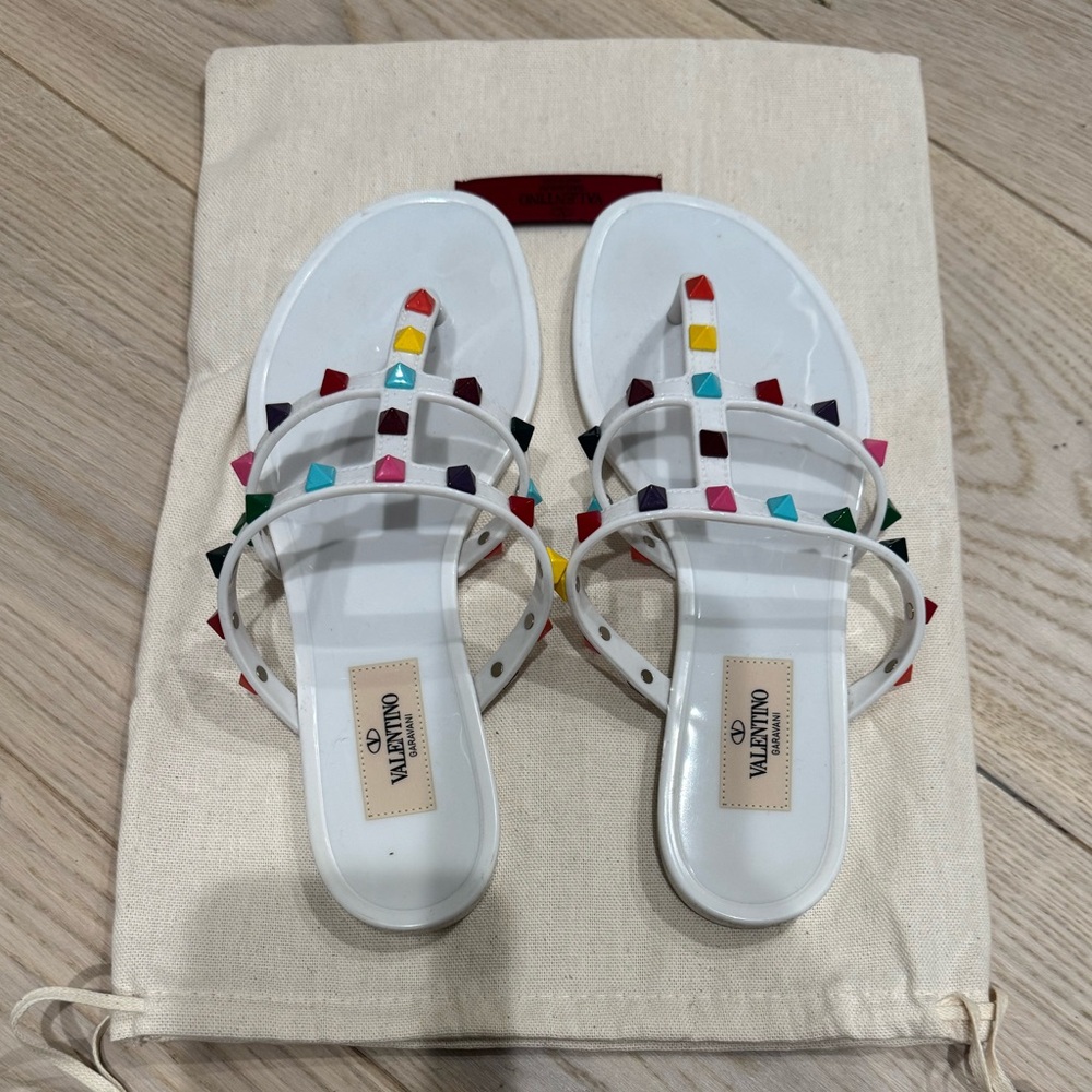 Valentino White Sandals with Colorful Studs size 37